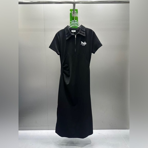 Meet the Posher Dresses & Skirts - Celine Black Tight-Sleeved Waist-Piercing Dress